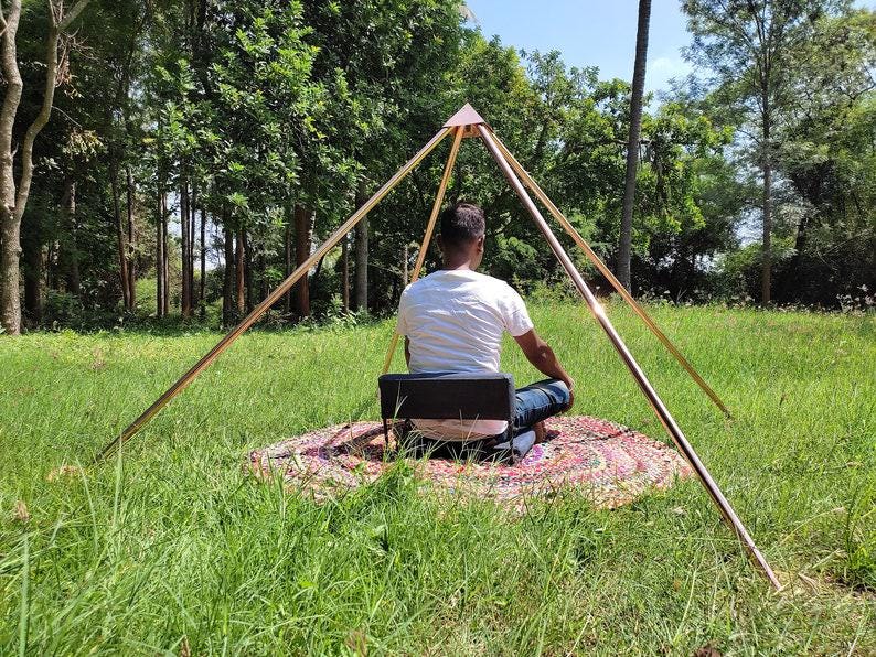 Copper heavy Duty Giza Meditation Pyramid 5 Feet Base Portable Version